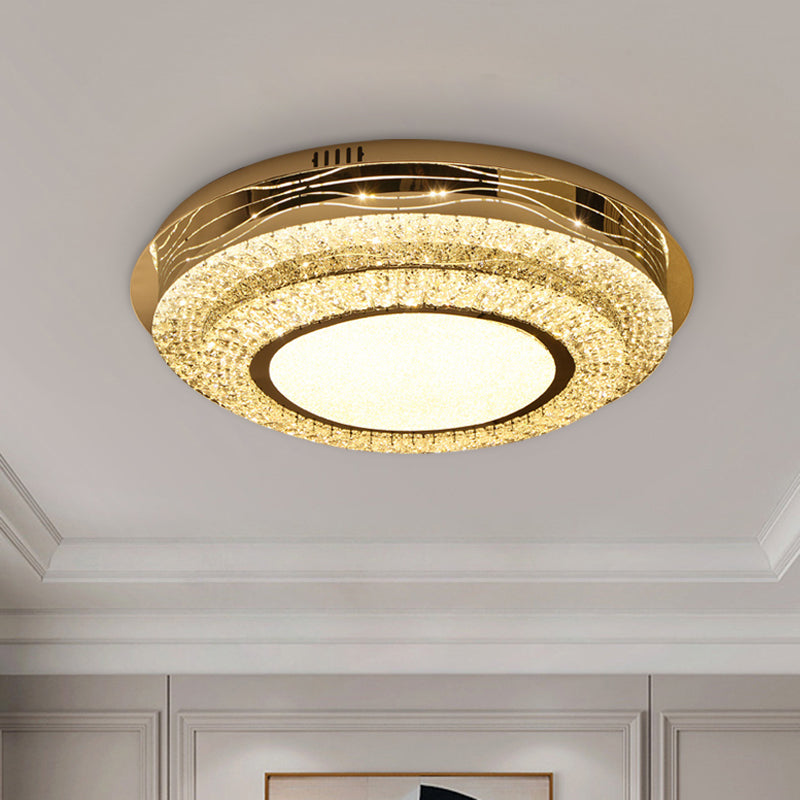 Modernist Round Flushmount Lighting Beveled Crystal LED Bedroom Flush Mount Lamp in Stainless-Steel Stainless-Steel Clearhalo 'Ceiling Lights' 'Close To Ceiling Lights' 'Close to ceiling' 'Flush mount' Lighting' 1062705