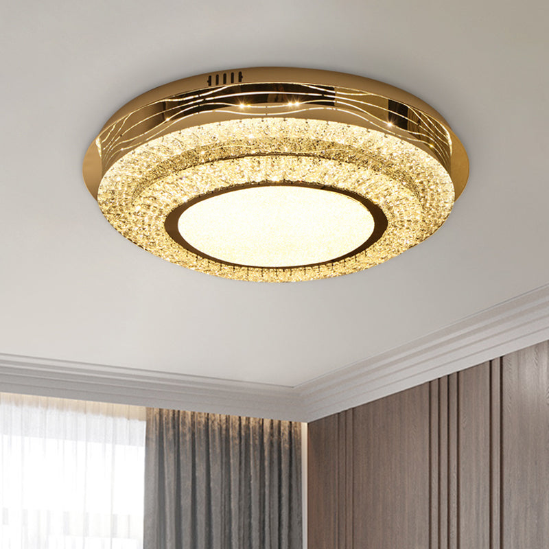 Modernist Round Flushmount Lighting Beveled Crystal LED Bedroom Flush Mount Lamp in Stainless-Steel Clearhalo 'Ceiling Lights' 'Close To Ceiling Lights' 'Close to ceiling' 'Flush mount' Lighting' 1062706
