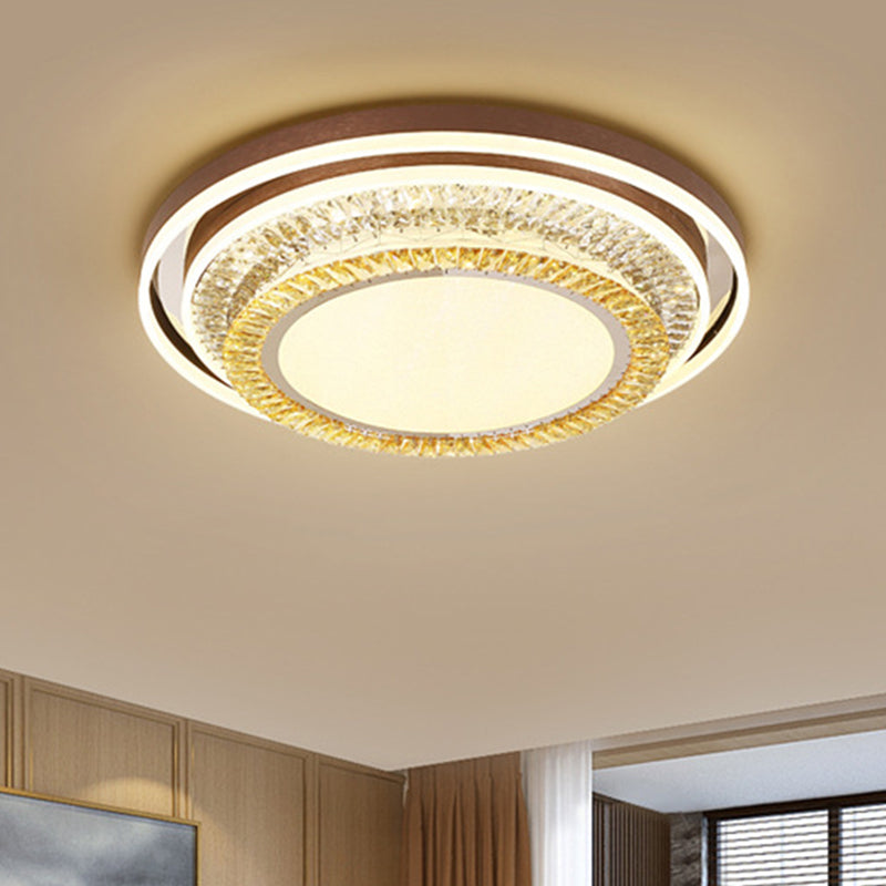 Round Living Room Flush Lighting Crystal Block LED Modernism Flush Mounted Lamp in Brown Clearhalo 'Ceiling Lights' 'Close To Ceiling Lights' 'Close to ceiling' 'Flush mount' Lighting' 1062726