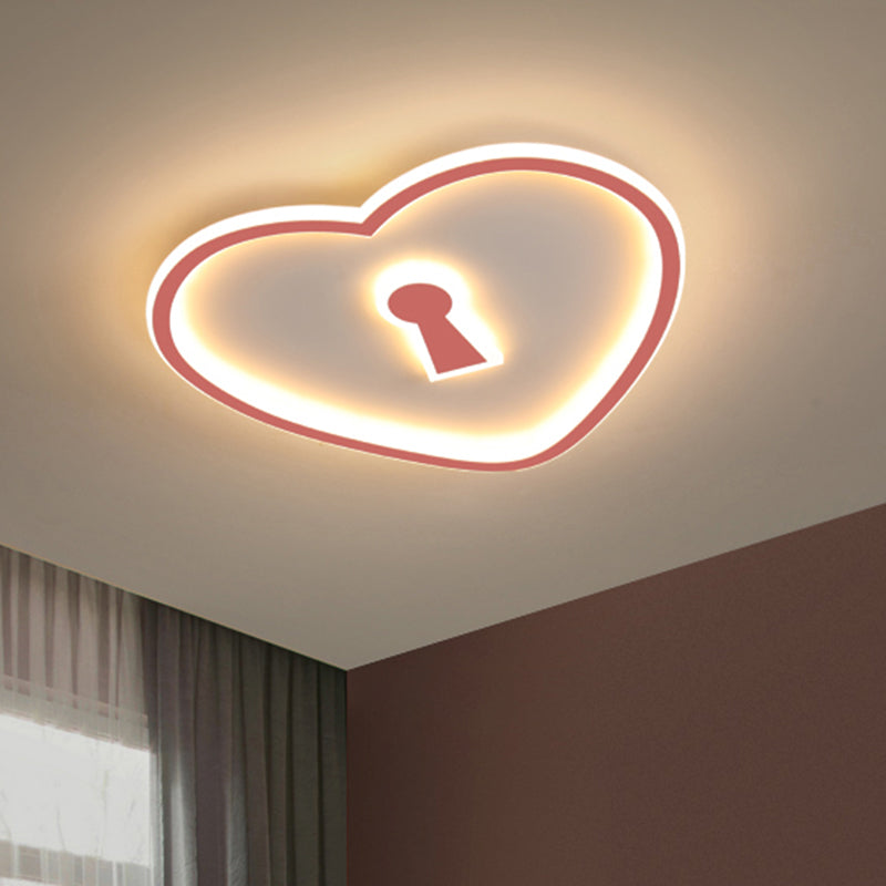 Minimalist Loving Heart Iron Flush Mount Ultrathin LED Ceiling Light in Pink/White for Bedroom Clearhalo 'Ceiling Lights' 'Close To Ceiling Lights' 'Close to ceiling' 'Flush mount' Lighting' 1062900