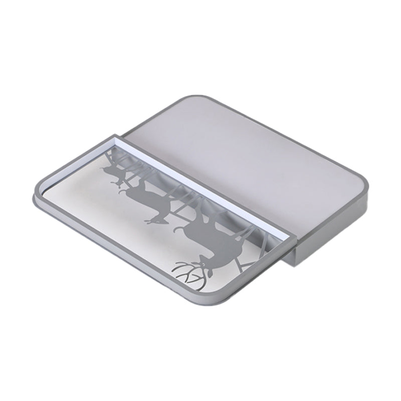 Nordic Style LED Flush Ceiling Light Black/Grey Deer Flush Mount Fixture with Square Aluminum Shade Clearhalo 'Ceiling Lights' 'Close To Ceiling Lights' 'Close to ceiling' 'Flush mount' Lighting' 1062922