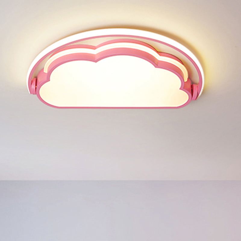 Cloud Kids Bedroom Flush Mount Lamp Acrylic Cartoon LED Ceiling Light Fixture in Pink/White/Blue Pink Clearhalo 'Ceiling Lights' 'Close To Ceiling Lights' 'Close to ceiling' 'Flush mount' Lighting' 1062923