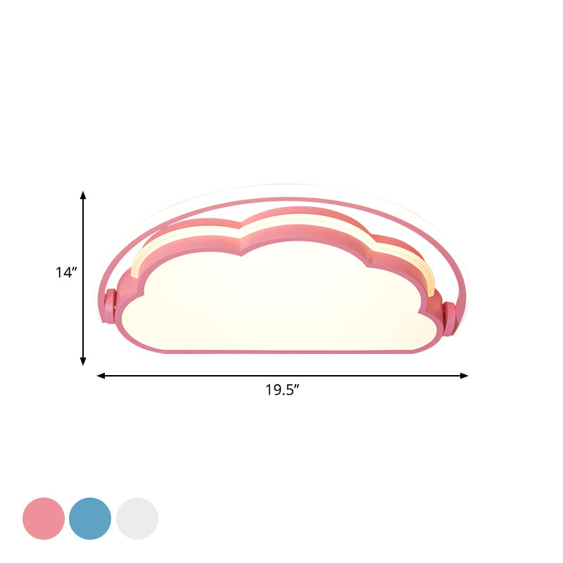 Cloud Kids Bedroom Flush Mount Lamp Acrylic Cartoon LED Ceiling Light Fixture in Pink/White/Blue Clearhalo 'Ceiling Lights' 'Close To Ceiling Lights' 'Close to ceiling' 'Flush mount' Lighting' 1062926