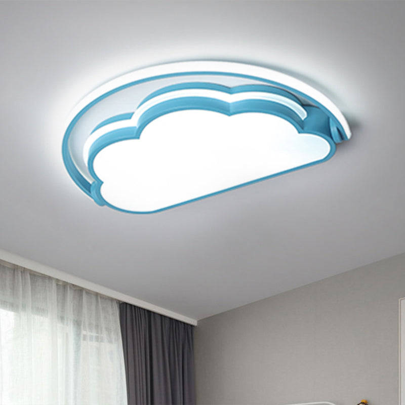 Cloud Kids Bedroom Flush Mount Lamp Acrylic Cartoon LED Ceiling Light Fixture in Pink/White/Blue Clearhalo 'Ceiling Lights' 'Close To Ceiling Lights' 'Close to ceiling' 'Flush mount' Lighting' 1062929