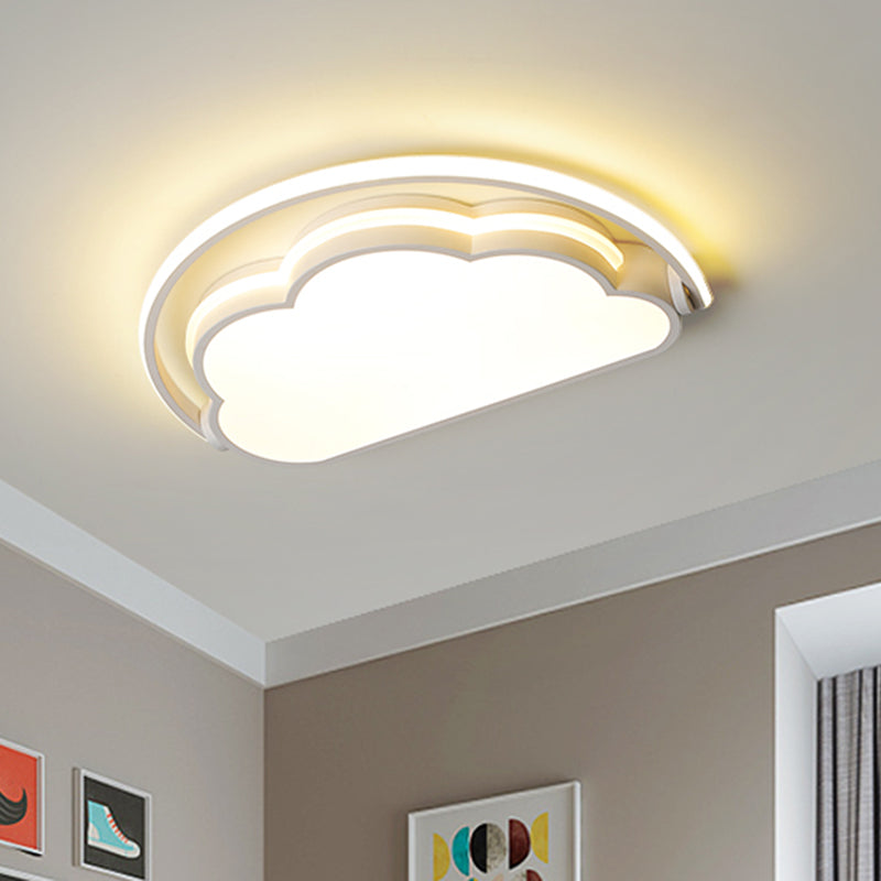 Cloud Kids Bedroom Flush Mount Lamp Acrylic Cartoon LED Ceiling Light Fixture in Pink/White/Blue White Clearhalo 'Ceiling Lights' 'Close To Ceiling Lights' 'Close to ceiling' 'Flush mount' Lighting' 1062931