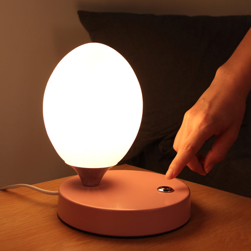 Opal Glass Egg Shell Night Light Macaron Single-Bulb Pink/Blue/Yellow Table Stand Lamp for Bedside Clearhalo 'Lamps' 'Table Lamps' Lighting' 1063010