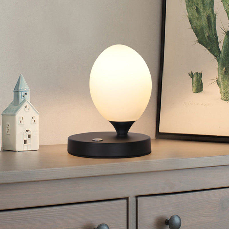 Opal Glass Egg Shell Night Light Macaron Single-Bulb Pink/Blue/Yellow Table Stand Lamp for Bedside Clearhalo 'Lamps' 'Table Lamps' Lighting' 1063014