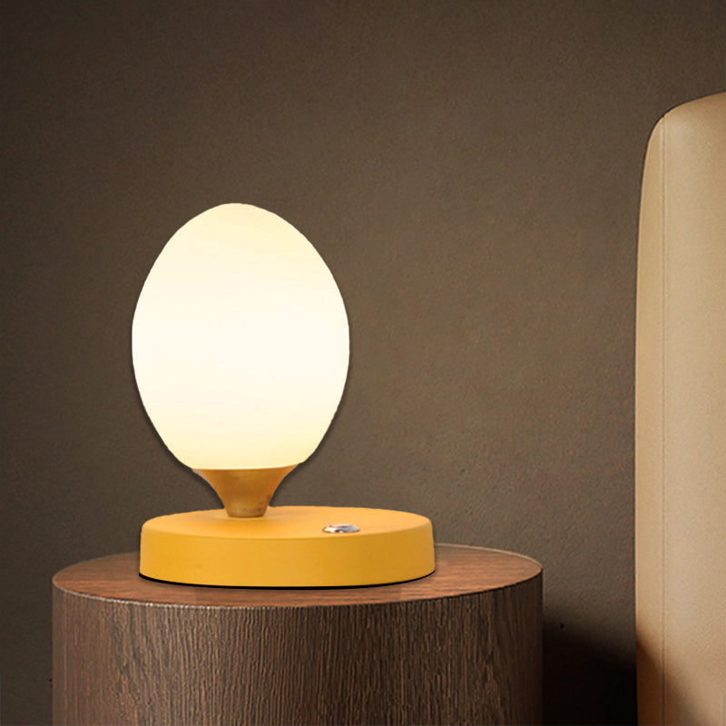Opal Glass Egg Shell Night Light Macaron Single-Bulb Pink/Blue/Yellow Table Stand Lamp for Bedside Clearhalo 'Lamps' 'Table Lamps' Lighting' 1063018