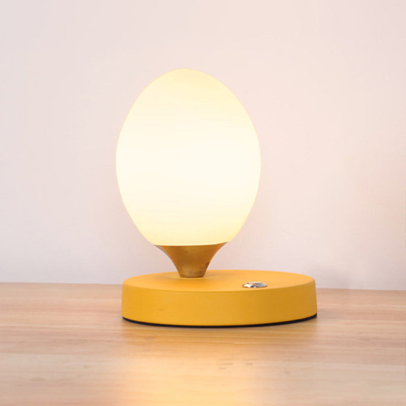 Opal Glass Egg Shell Night Light Macaron Single-Bulb Pink/Blue/Yellow Table Stand Lamp for Bedside Clearhalo 'Lamps' 'Table Lamps' Lighting' 1063019