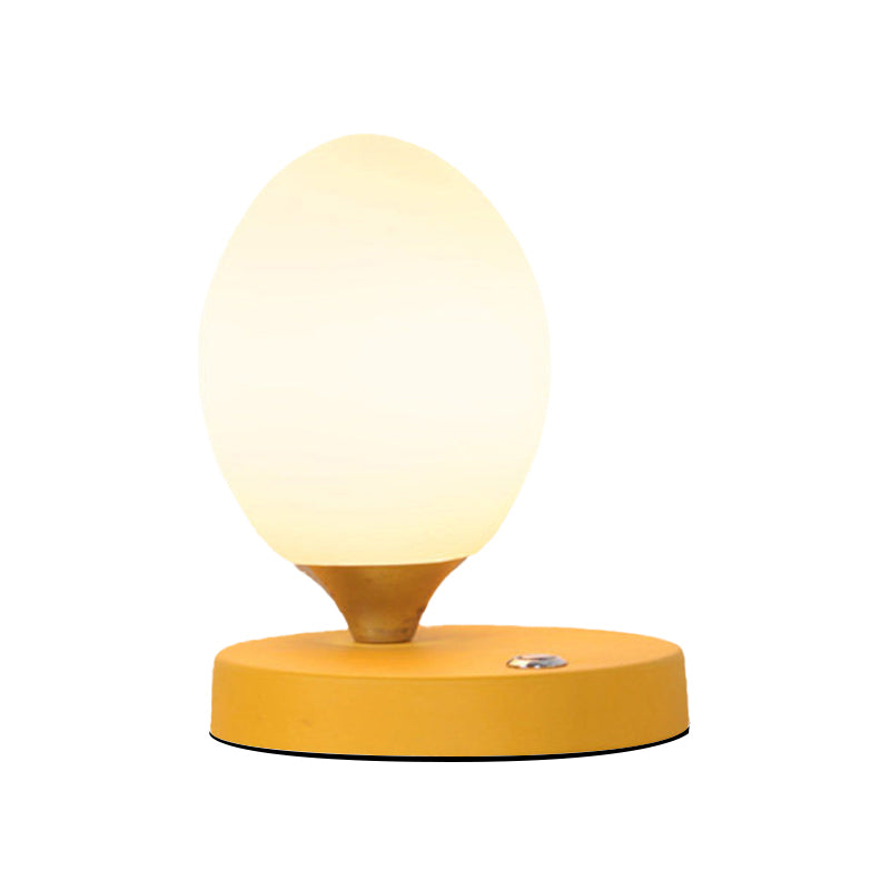 Opal Glass Egg Shell Night Light Macaron Single-Bulb Pink/Blue/Yellow Table Stand Lamp for Bedside Clearhalo 'Lamps' 'Table Lamps' Lighting' 1063020