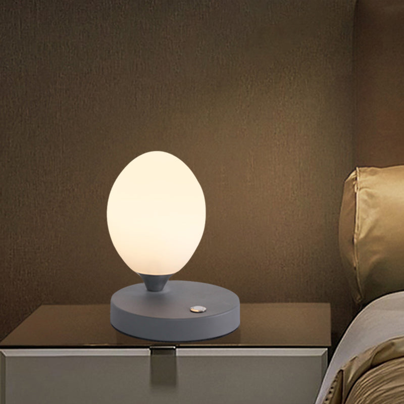 Opal Glass Egg Shell Night Light Macaron Single-Bulb Pink/Blue/Yellow Table Stand Lamp for Bedside Clearhalo 'Lamps' 'Table Lamps' Lighting' 1063022