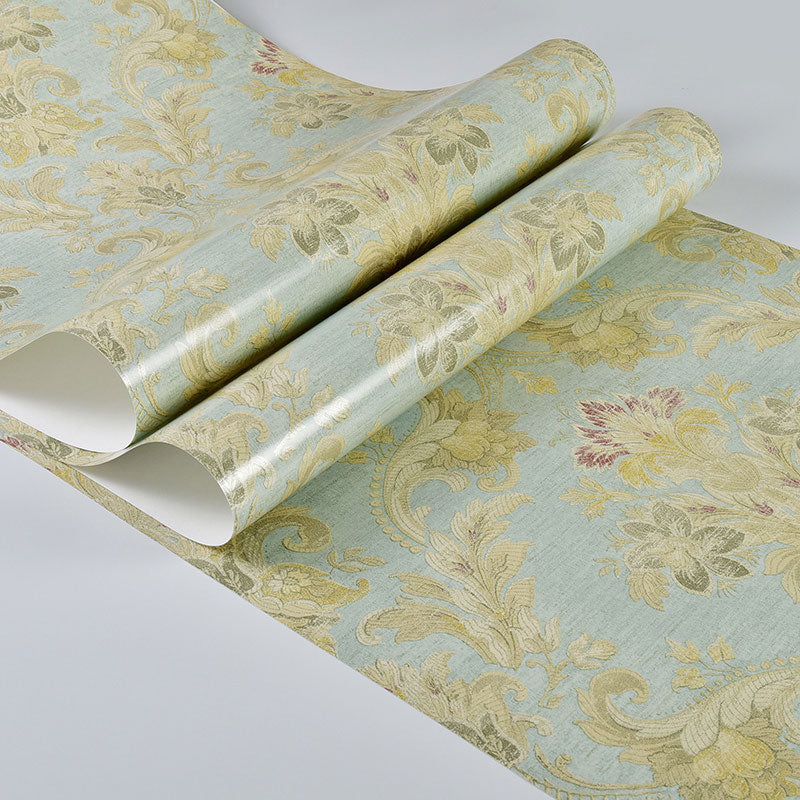 Blue Rural Wallpaper 20.5"W x 33'L Garden Flowers Wall Covering for Home Decoration, Non-Pasted Clearhalo 'Country wall decor' 'Rustic' 'Wallpaper' Wall Decor' 1063224