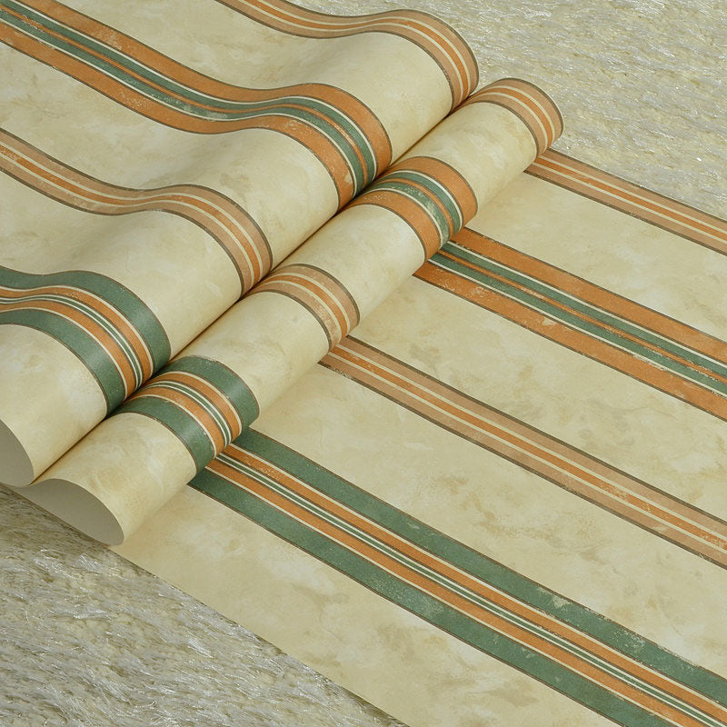 Retro Vertical Stripe Wallpaper Roll in Natural Color Home Decorative Wall Covering, 20.5" by 33' Clearhalo 'Country wall decor' 'Rustic' 'Wallpaper' Wall Decor' 1063266
