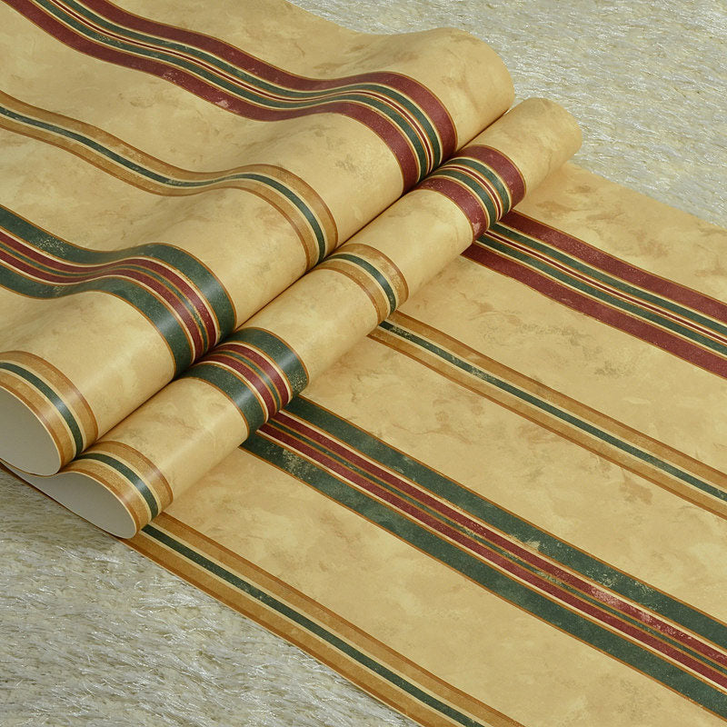 Retro Vertical Stripe Wallpaper Roll in Natural Color Home Decorative Wall Covering, 20.5" by 33' Clearhalo 'Country wall decor' 'Rustic' 'Wallpaper' Wall Decor' 1063271