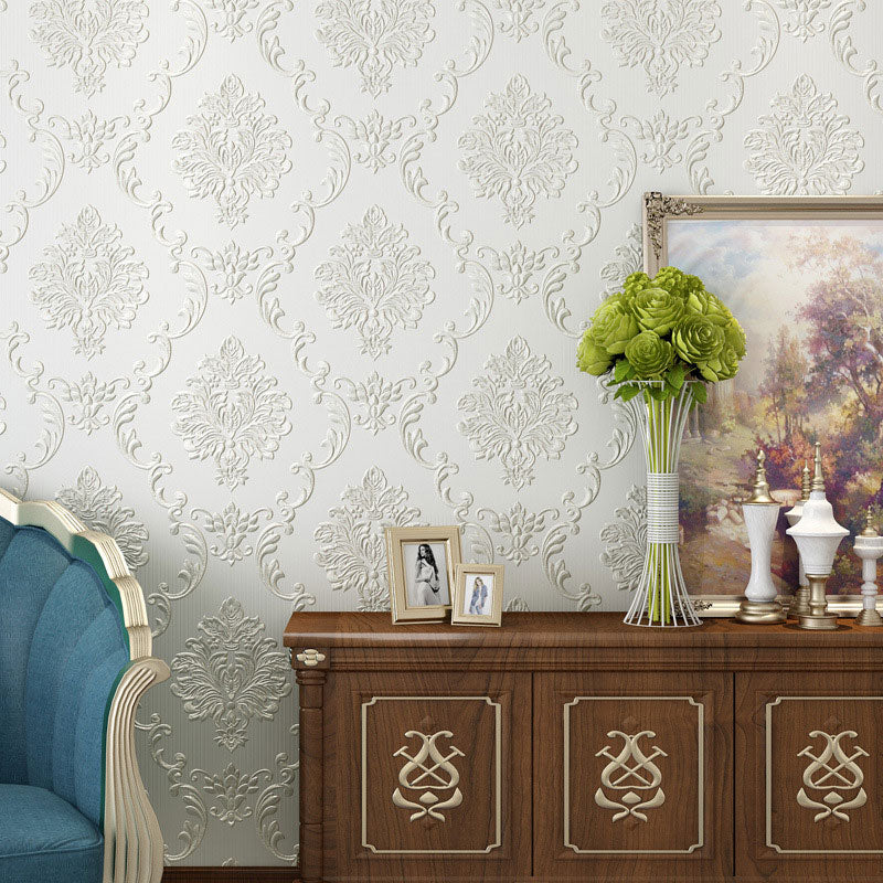 Floral Design Wall Decor 20.5"W x 19.5'L Wallpaper Roll for Living Room, Peel and Stick Beige Clearhalo 'Vintage wall decor' 'Vintage' 'Wallpaper' Wall Decor' 1063282