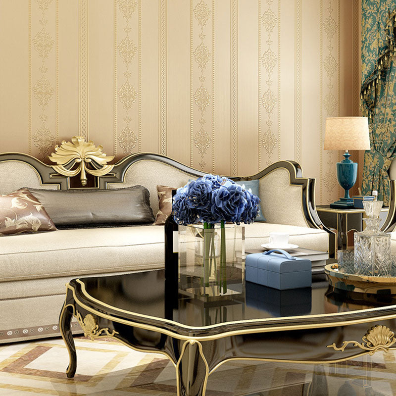 19.5' x 20.5" Floral Wallpaper Roll for Home Decor Stripe Wall Covering in Natural Color, Self-Adhesive Yellow Clearhalo 'Vintage wall decor' 'Vintage' 'Wallpaper' Wall Decor' 1063304