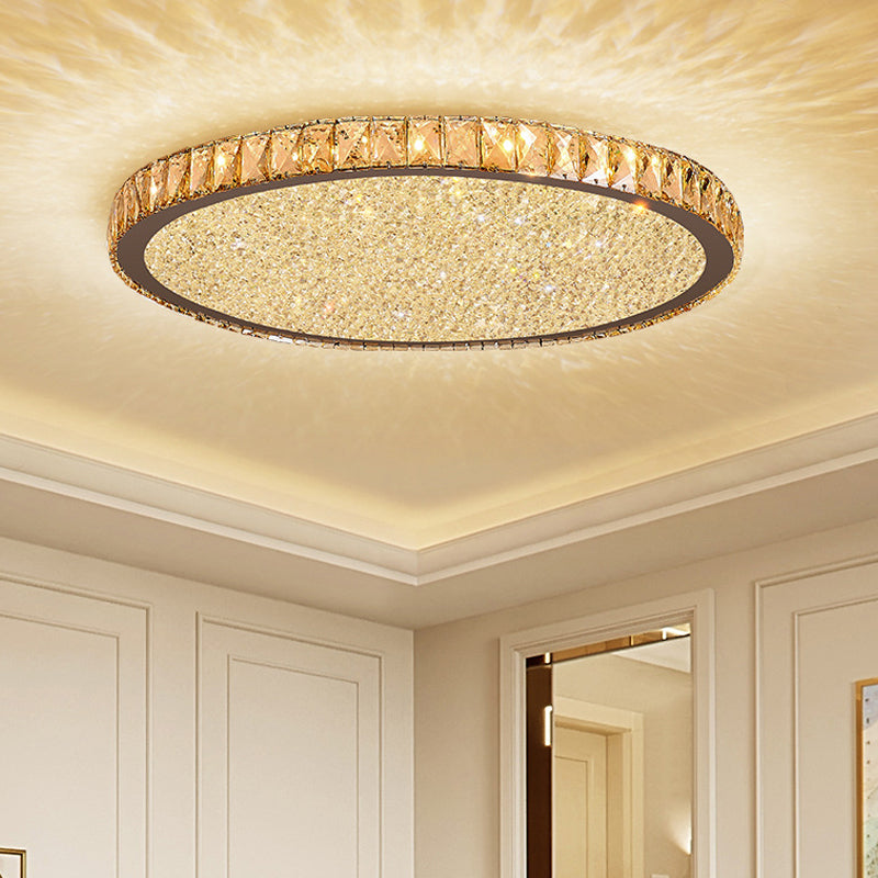 8.5"/14"/18" Wide Circular Flush Mount Light Modern Crystal 1-Light Clear/Amber LED Ceiling Light Fixture in Warm/White Light Amber Clearhalo 'Ceiling Lights' 'Close To Ceiling Lights' 'Close to ceiling' 'Flush mount' Lighting' 106803