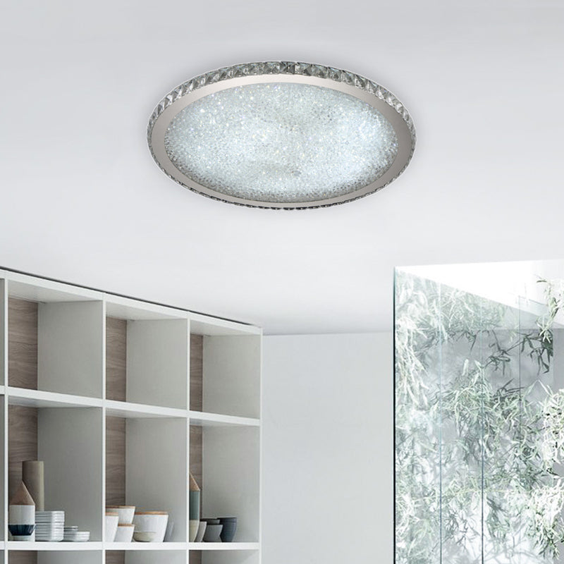 8.5"/14"/18" Wide Circular Flush Mount Light Modern Crystal 1-Light Clear/Amber LED Ceiling Light Fixture in Warm/White Light Clear White Clearhalo 'Ceiling Lights' 'Close To Ceiling Lights' 'Close to ceiling' 'Flush mount' Lighting' 106807