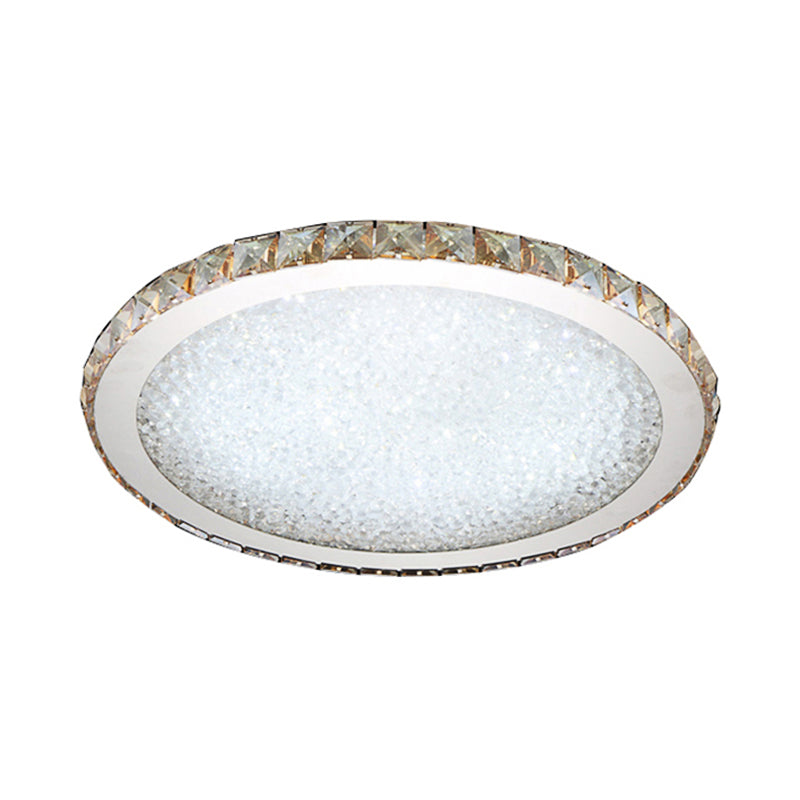 8.5"/14"/18" Wide Circular Flush Mount Light Modern Crystal 1-Light Clear/Amber LED Ceiling Light Fixture in Warm/White Light Clear Warm Clearhalo 'Ceiling Lights' 'Close To Ceiling Lights' 'Close to ceiling' 'Flush mount' Lighting' 106809