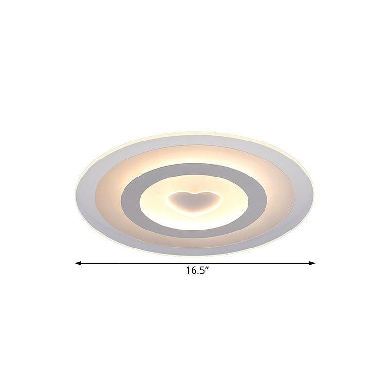 Modern Round Acrylic Flush Mount Light LED 8"/16.5"/20.5" Wide Flush Lamp with Heart Pattern in Warm/White Light Clearhalo 'Ceiling Lights' 'Close To Ceiling Lights' 'Close to ceiling' 'Flush mount' Lighting' 106923