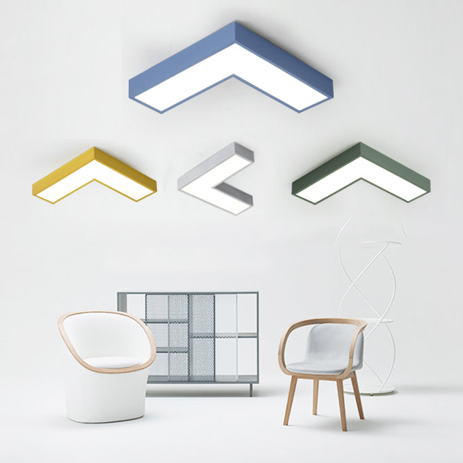 10"/14" Wide Arrow Flush Mount Light Minimalism Acrylic Grey/Yellow/Blue LED Ceiling Flush Light Fixture in White/Warm Clearhalo 'Ceiling Lights' 'Close To Ceiling Lights' 'Close to ceiling' 'Flush mount' Lighting' 107827