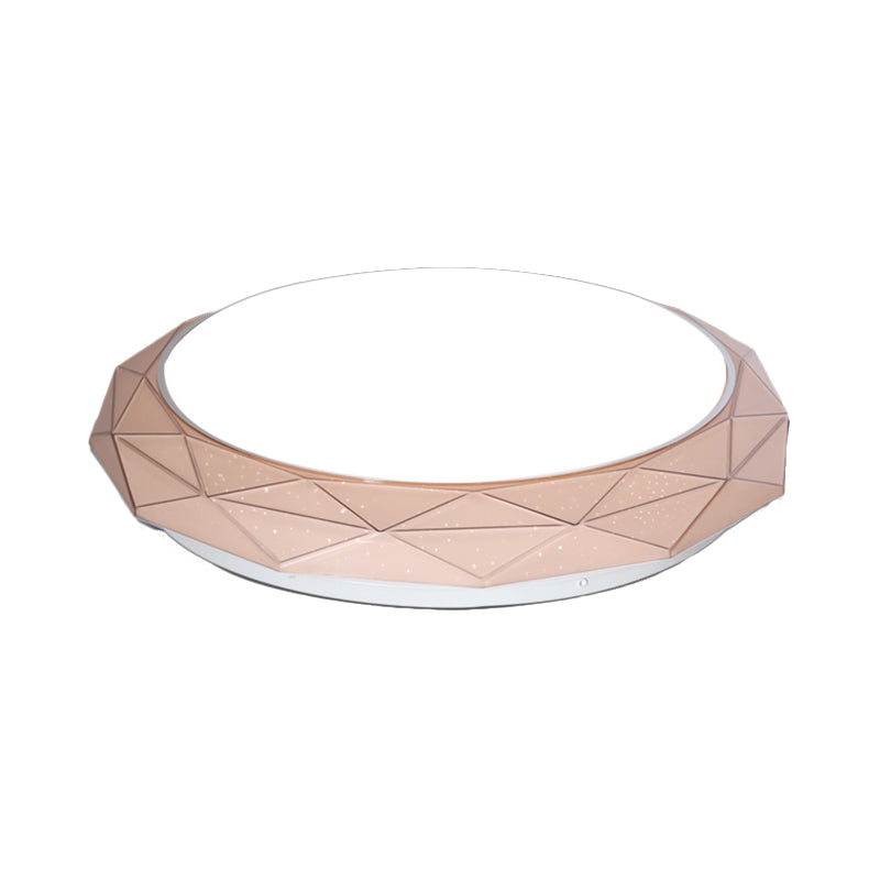Diamond Flush Ceiling Light Nordic Acrylic Shade White/Pink/Blue LED Bedroom Ceiling Flush Mount in Warm/White, 16"/19.5" Dia Clearhalo 'Ceiling Lights' 'Close To Ceiling Lights' 'Close to ceiling' 'Flush mount' Lighting' 108057