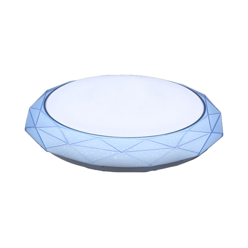 Diamond Flush Ceiling Light Nordic Acrylic Shade White/Pink/Blue LED Bedroom Ceiling Flush Mount in Warm/White, 16"/19.5" Dia Clearhalo 'Ceiling Lights' 'Close To Ceiling Lights' 'Close to ceiling' 'Flush mount' Lighting' 108066