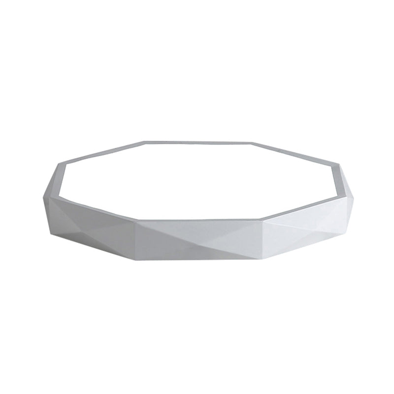Octagon Metal Flush Lighting Modern Led 16"/19.5"/23.5" Wide White Flush Mount Lamp for Living Room Clearhalo 'Ceiling Lights' 'Close To Ceiling Lights' 'Close to ceiling' 'Flush mount' Lighting' 110401
