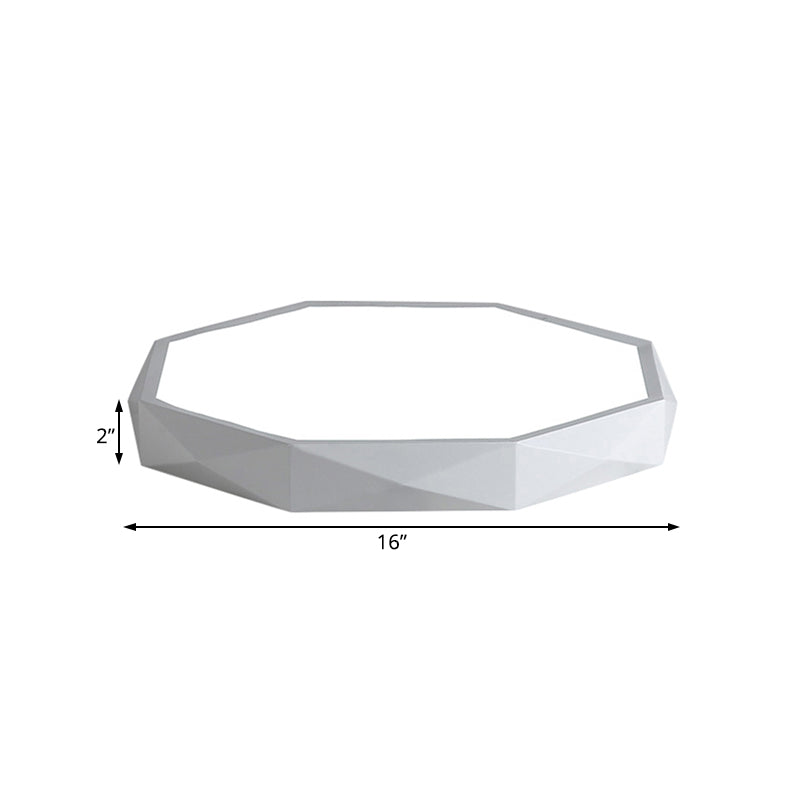 Octagon Metal Flush Lighting Modern Led 16"/19.5"/23.5" Wide White Flush Mount Lamp for Living Room Clearhalo 'Ceiling Lights' 'Close To Ceiling Lights' 'Close to ceiling' 'Flush mount' Lighting' 110402