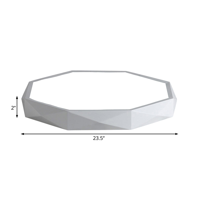 Octagon Metal Flush Lighting Modern Led 16"/19.5"/23.5" Wide White Flush Mount Lamp for Living Room Clearhalo 'Ceiling Lights' 'Close To Ceiling Lights' 'Close to ceiling' 'Flush mount' Lighting' 110404