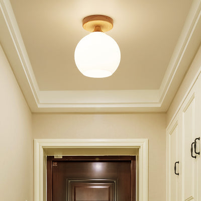 Modern Style White Flush Ceiling Light One Head Opal Glass Ceiling Lamp for Bathroom Clearhalo 'Ceiling Lights' 'Close To Ceiling Lights' 'Close to ceiling' 'Glass shade' 'Glass' 'Semi-flushmount' Lighting' 110948