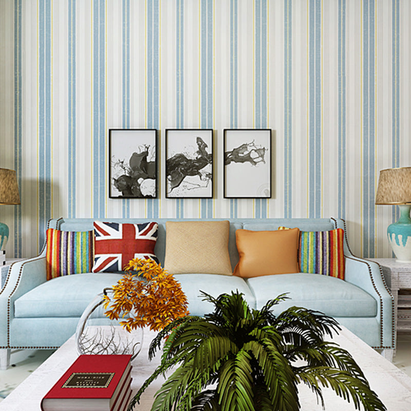 Vertical Stripe Wall Covering for Bedroom Decoration Modern Wallpaper in Blue, 33 ft. x 20.5 in Clearhalo 'Modern wall decor' 'Modern' 'Wallpaper' Wall Decor' 1116376