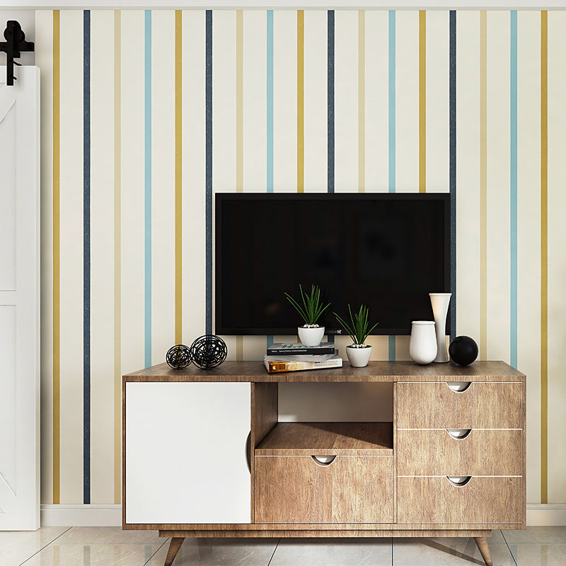 Latitudinal Stripe Wallpaper Roll for Kids Bedroom in Natural Color, 20.5"W x 33'L Clearhalo 'Wall Decor' 'Wallpaper' 1116419