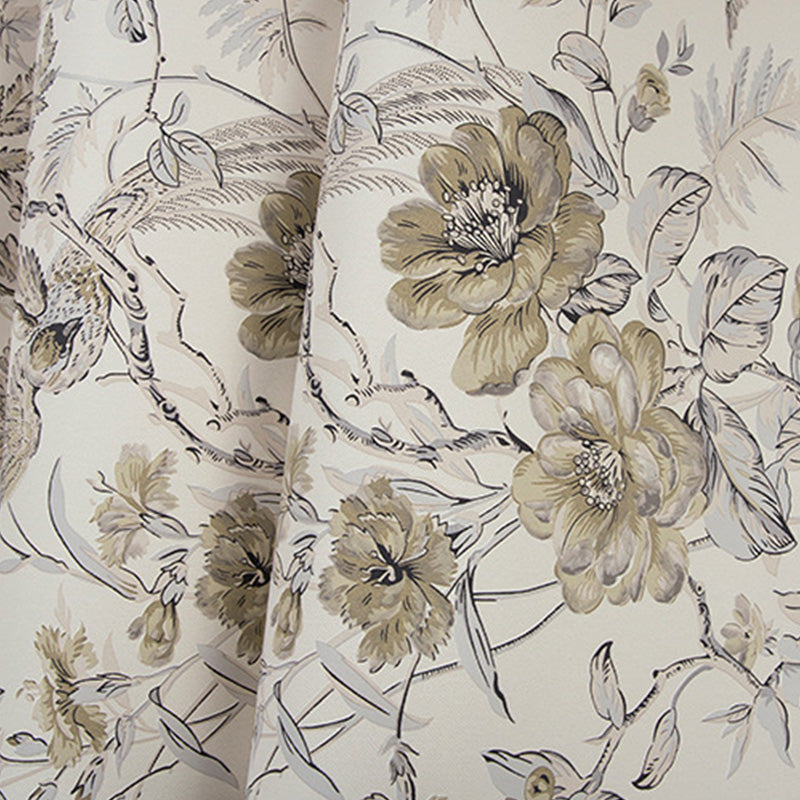 Blossoming Flower and Bird Wallpaper Roll for Accent Wall, Soft Color, 20.5"W x 33'L Clearhalo 'Country wall decor' 'Rustic' 'Wallpaper' Wall Decor' 1116584