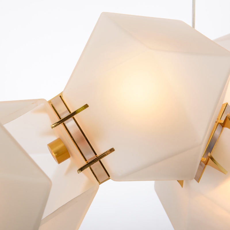 Geometric Dining Room Island Lighting White Glass 12/14 Lights Modern Led Hanging Light Fixture Clearhalo 'Ceiling Lights' 'Glass shade' 'Glass' 'Island Lights' Lighting' 112034