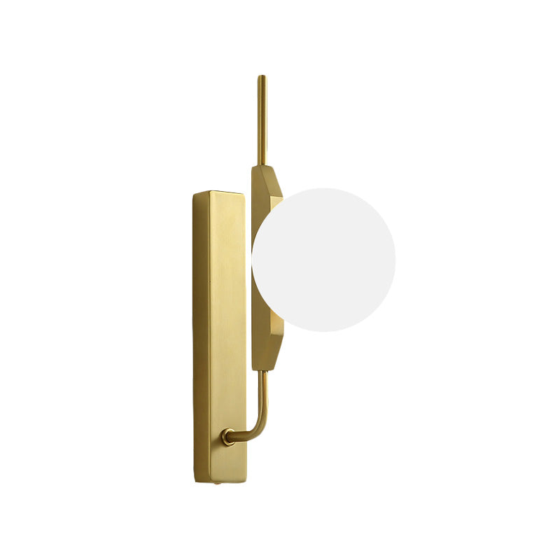 White/Amber/Smoke Gray Glass Orb Wall Light Fixture Postmodern 1 Bulb Gold Wall Sconce for Bedroom Clearhalo 'Cast Iron' 'Glass' 'Industrial' 'Modern wall lights' 'Modern' 'Tiffany' 'Traditional wall lights' 'Wall Lamps & Sconces' 'Wall Lights' Lighting' 1120995