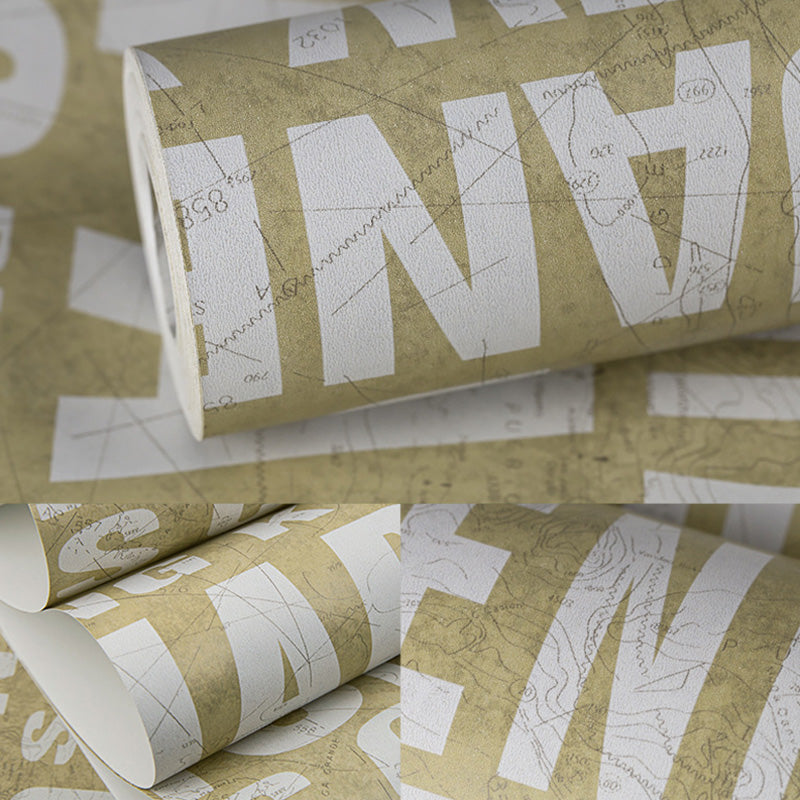 Minimalist Letters Wallpaper Roll for Kids, 57.1 sq ft. Wall Covering in Natural Color Beige Clearhalo 'Wall Decor' 'Wallpaper' 1122745