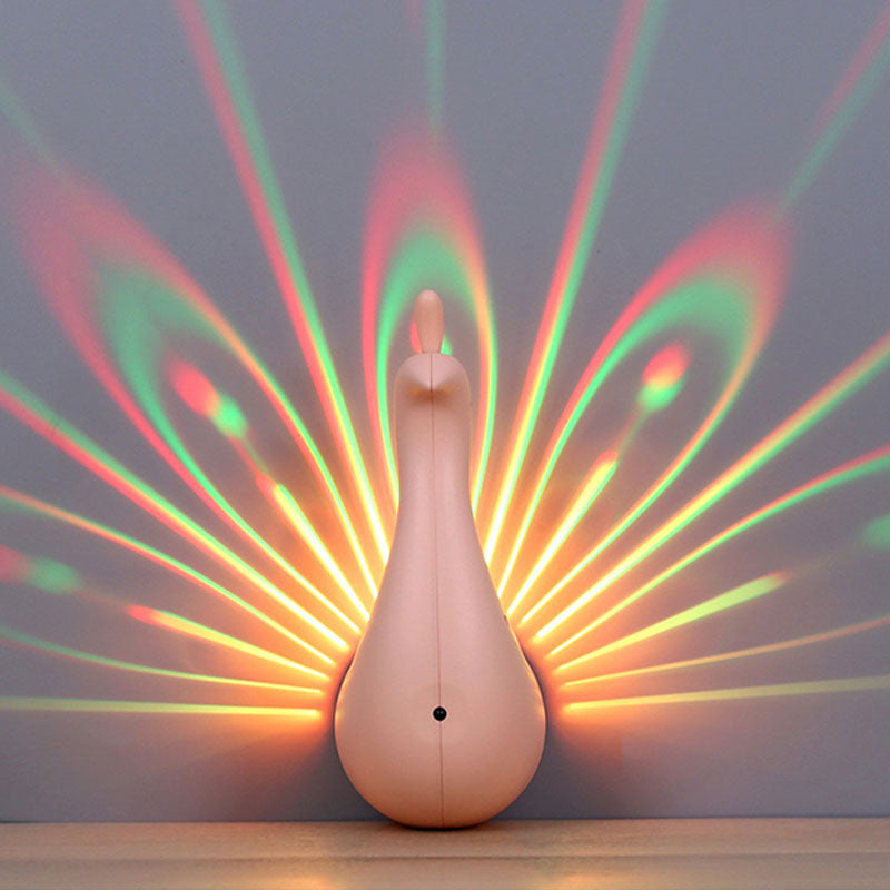 Pink/Green/White Peacock Wall Lighting Modern Stylish Plastic LED Sconce in Multi-Colored Light Pink Clearhalo 'Cast Iron' 'Glass' 'Industrial' 'Modern wall lights' 'Modern' 'Tiffany' 'Traditional wall lights' 'Wall Lamps & Sconces' 'Wall Lights' Lighting' 1125750