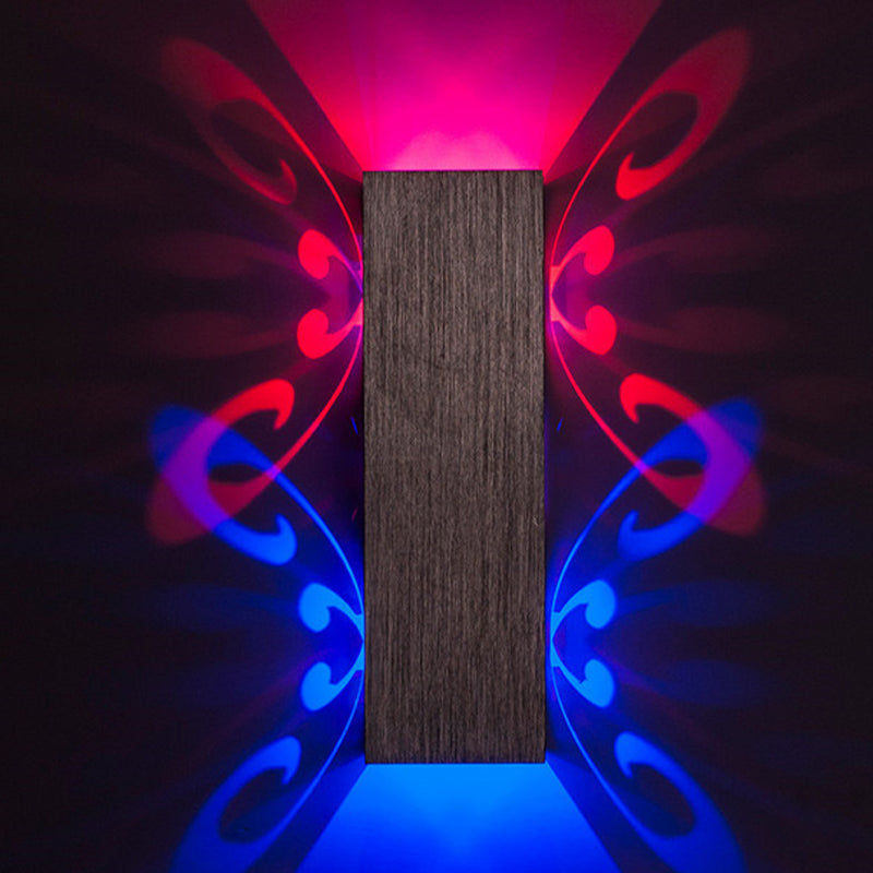 Brushed Silver Rectangle Wall Mount Lamp Modernist Aluminum LED Sconce with 3D Optical Butterfly Design, 2/6 Watts Silver Clearhalo 'Cast Iron' 'Glass' 'Industrial' 'Modern wall lights' 'Modern' 'Tiffany' 'Traditional wall lights' 'Wall Lamps & Sconces' 'Wall Lights' Lighting' 1125762