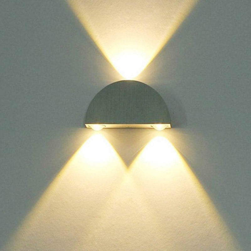 Silver Half-Circle Wall Light Kit Minimalist Aluminum LED Sconce Lighting in Blue/Red/Multi-Colored Light Silver Clearhalo 'Cast Iron' 'Glass' 'Industrial' 'Modern wall lights' 'Modern' 'Tiffany' 'Traditional wall lights' 'Wall Lamps & Sconces' 'Wall Lights' Lighting' 1125816