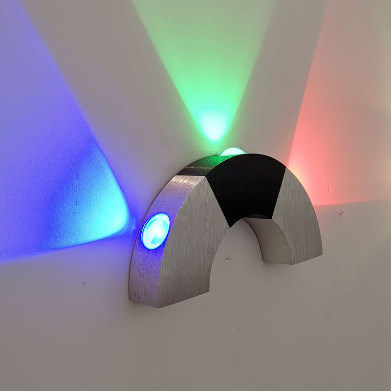 Black and Silver Arch Small Wall Light Simplicity Aluminum RGB Color LED Sconce Lighting Fixture Clearhalo 'Cast Iron' 'Glass' 'Industrial' 'Modern wall lights' 'Modern' 'Tiffany' 'Traditional wall lights' 'Wall Lamps & Sconces' 'Wall Lights' Lighting' 1125821