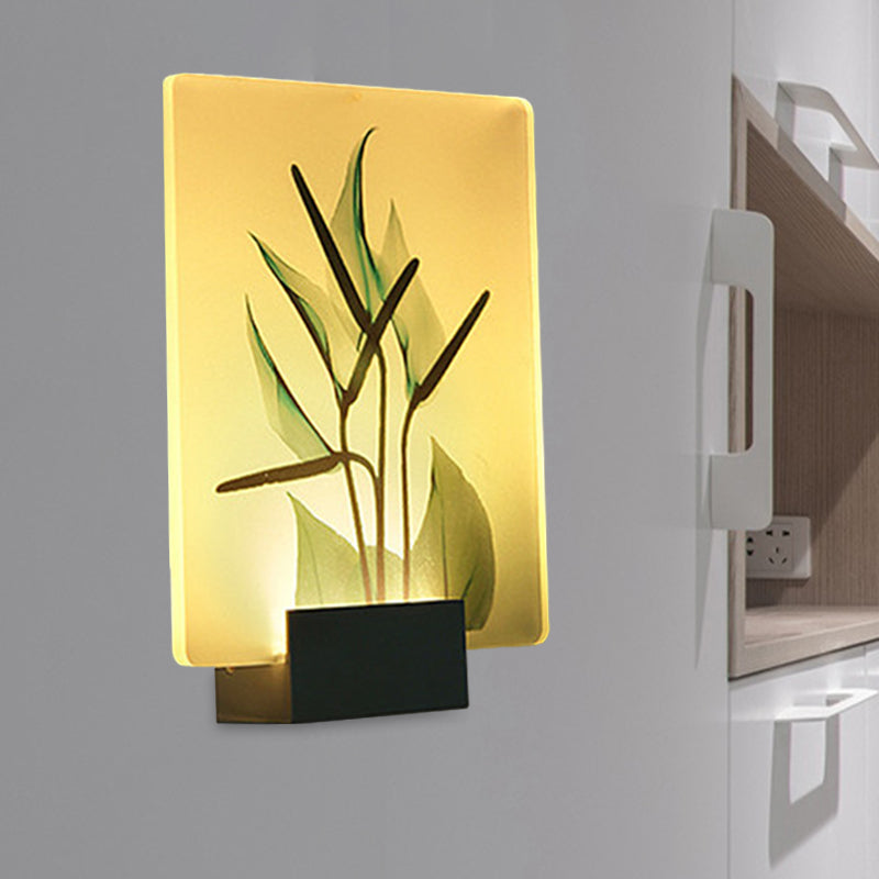 Corner LED Mural Lighting Modern White Wall Mounted Lamp with Flower/Bird Patterned Acrylic Shade Clearhalo 'Cast Iron' 'Glass' 'Industrial' 'Modern wall lights' 'Modern' 'Tiffany' 'Traditional wall lights' 'Wall Lamps & Sconces' 'Wall Lights' Lighting' 1126426