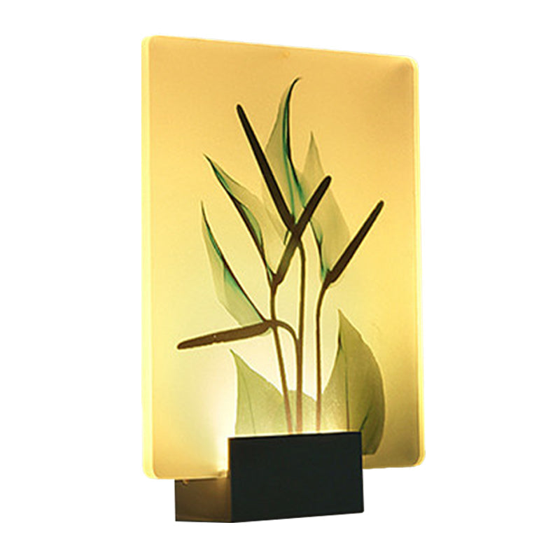 Corner LED Mural Lighting Modern White Wall Mounted Lamp with Flower/Bird Patterned Acrylic Shade Clearhalo 'Cast Iron' 'Glass' 'Industrial' 'Modern wall lights' 'Modern' 'Tiffany' 'Traditional wall lights' 'Wall Lamps & Sconces' 'Wall Lights' Lighting' 1126427