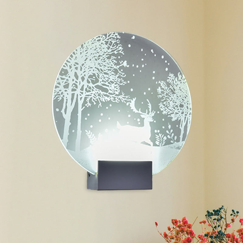 Hotel LED Mural Light Art Decor Clear Sconce Lighting with Winter Elk/Christmas Tree Pattern Metal Shade Clearhalo 'Cast Iron' 'Glass' 'Industrial' 'Modern wall lights' 'Modern' 'Tiffany' 'Traditional wall lights' 'Wall Lamps & Sconces' 'Wall Lights' Lighting' 1126460