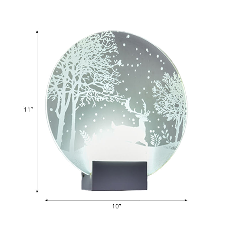 Hotel LED Mural Light Art Decor Clear Sconce Lighting with Winter Elk/Christmas Tree Pattern Metal Shade Clearhalo 'Cast Iron' 'Glass' 'Industrial' 'Modern wall lights' 'Modern' 'Tiffany' 'Traditional wall lights' 'Wall Lamps & Sconces' 'Wall Lights' Lighting' 1126463