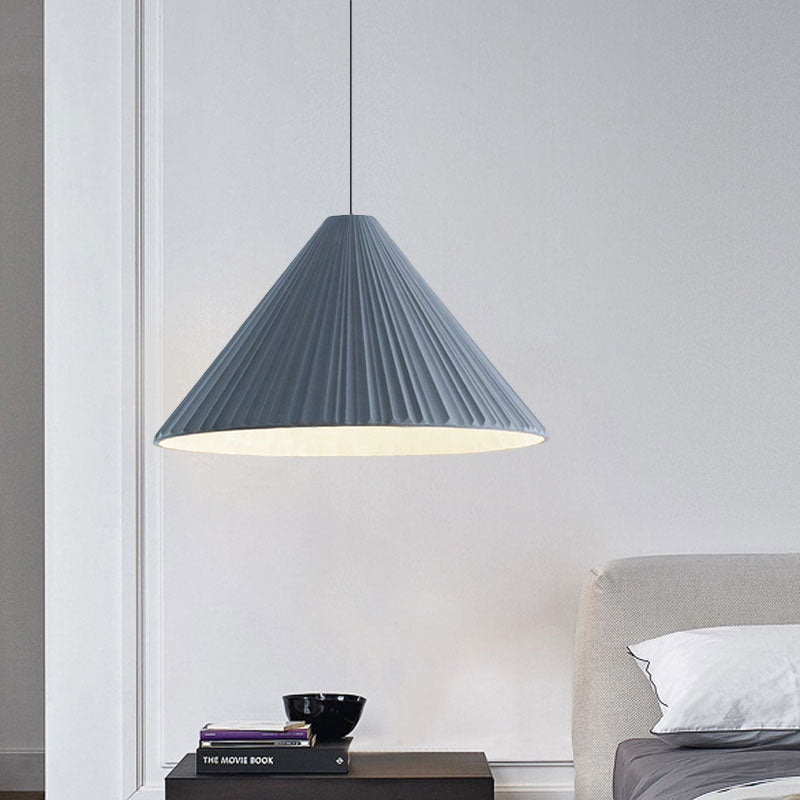 White/Pink/Blue Ribbed Cone Pendant Light Nordic Style 1 Light Living Room Hanging Lamp, 8"/12.5"/16" Diameter Clearhalo 'Art Deco Pendants' 'Cast Iron' 'Ceiling Lights' 'Ceramic' 'Crystal' 'Industrial Pendants' 'Industrial' 'Metal' 'Middle Century Pendants' 'Modern Pendants' 'Modern' 'Pendant Lights' 'Pendants' 'Tiffany' Lighting' 1126854