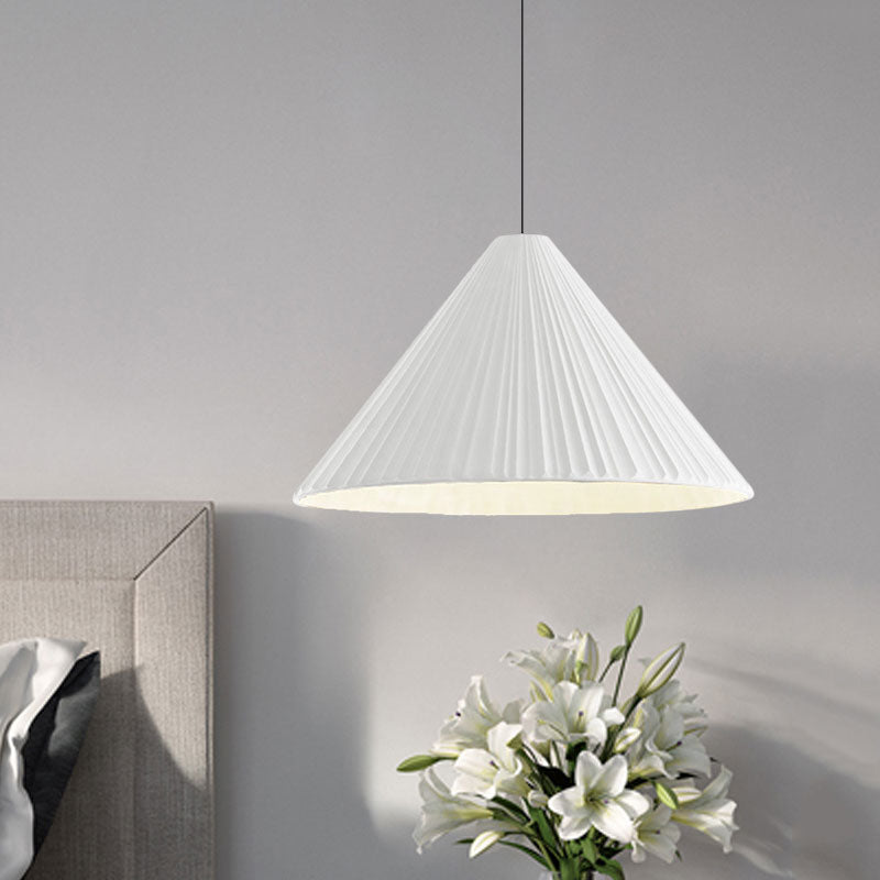 White/Pink/Blue Ribbed Cone Pendant Light Nordic Style 1 Light Living Room Hanging Lamp, 8"/12.5"/16" Diameter Clearhalo 'Art Deco Pendants' 'Cast Iron' 'Ceiling Lights' 'Ceramic' 'Crystal' 'Industrial Pendants' 'Industrial' 'Metal' 'Middle Century Pendants' 'Modern Pendants' 'Modern' 'Pendant Lights' 'Pendants' 'Tiffany' Lighting' 1126857