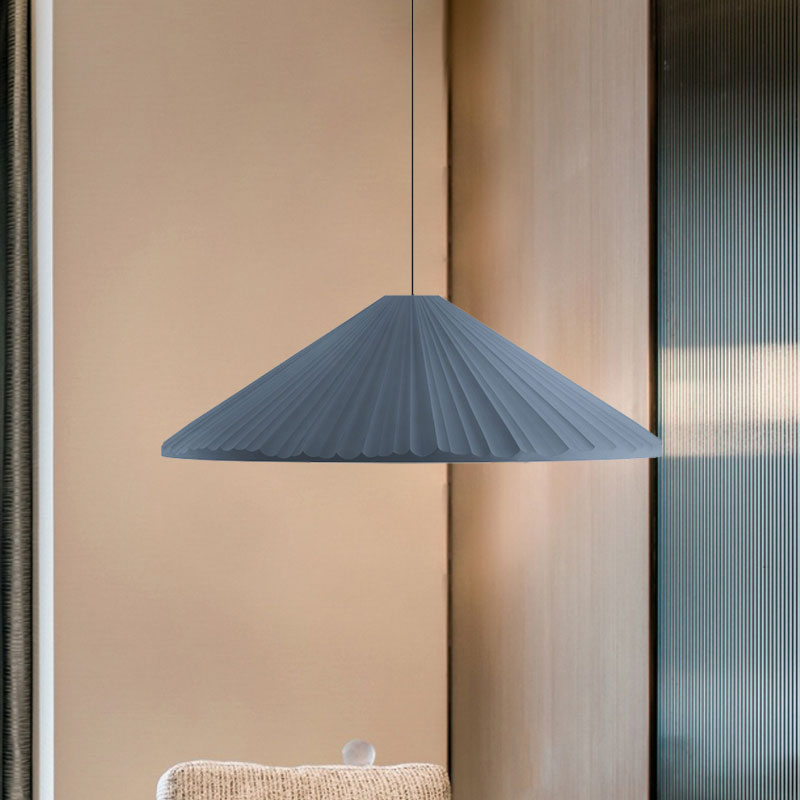 White/Pink/Blue Ribbed Cone Pendant Light Nordic Style 1 Light Living Room Hanging Lamp, 8"/12.5"/16" Diameter Blue 16" Clearhalo 'Art Deco Pendants' 'Cast Iron' 'Ceiling Lights' 'Ceramic' 'Crystal' 'Industrial Pendants' 'Industrial' 'Metal' 'Middle Century Pendants' 'Modern Pendants' 'Modern' 'Pendant Lights' 'Pendants' 'Tiffany' Lighting' 1126865