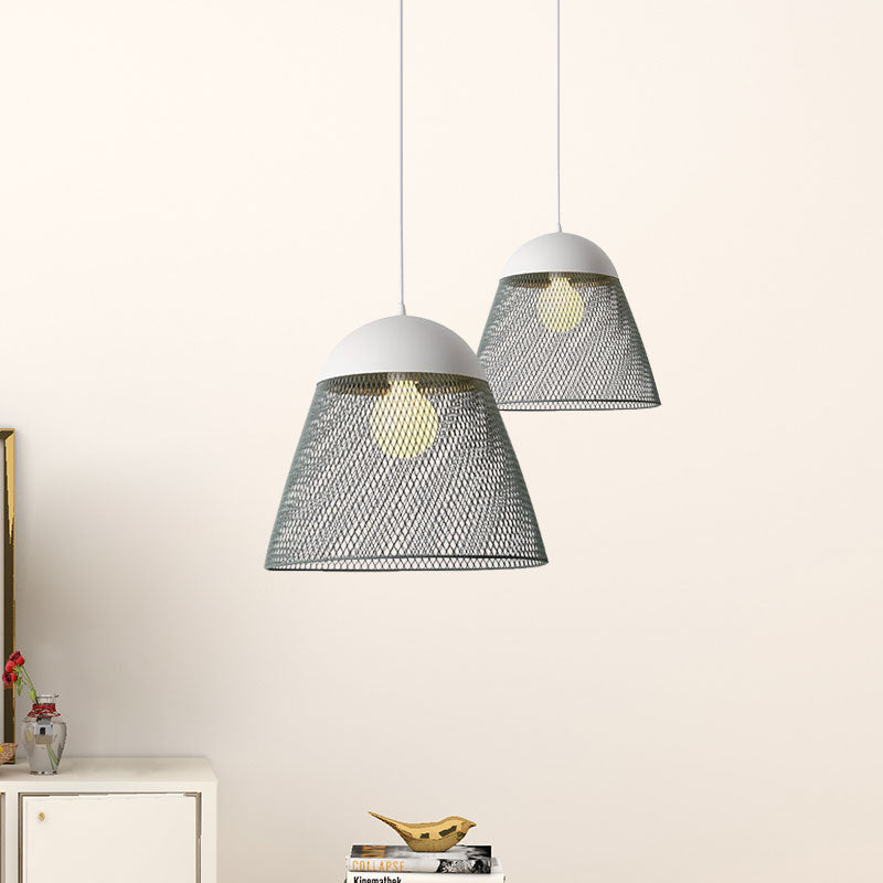 1 Bulb Wire Mesh Pendant Lamp with Dome Shade Metallic Nordic Living Room Suspended Light in Blue/Green/Orange Clearhalo 'Ceiling Lights' 'Modern Pendants' 'Modern' 'Pendant Lights' 'Pendants' Lighting' 1127298