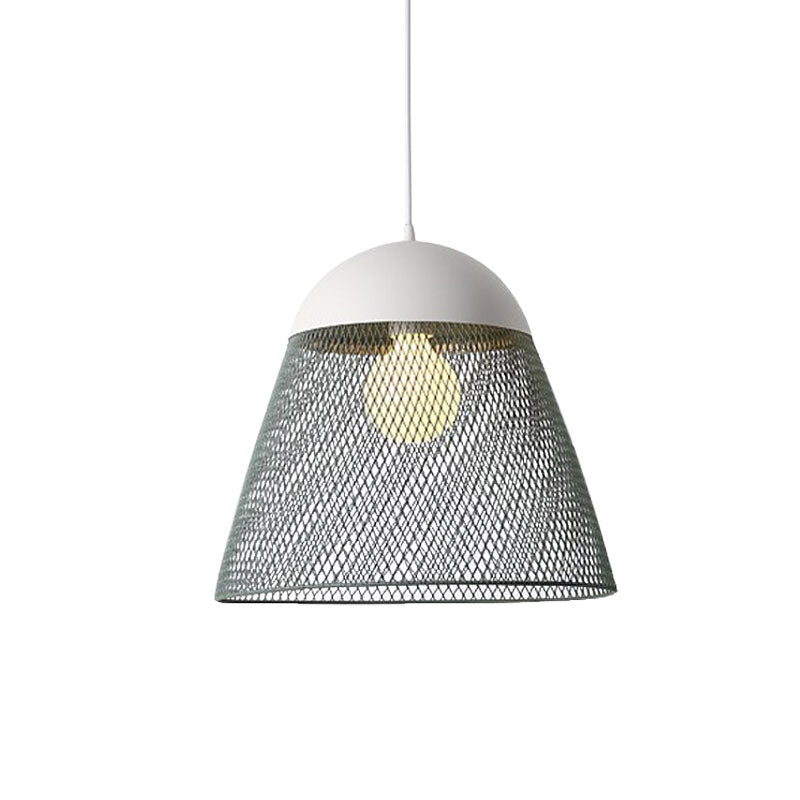 1 Bulb Wire Mesh Pendant Lamp with Dome Shade Metallic Nordic Living Room Suspended Light in Blue/Green/Orange Clearhalo 'Ceiling Lights' 'Modern Pendants' 'Modern' 'Pendant Lights' 'Pendants' Lighting' 1127299